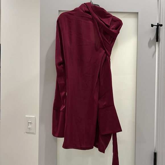 NWT - burgundy wine long sleeve wrap dress - Picture 3 of 3